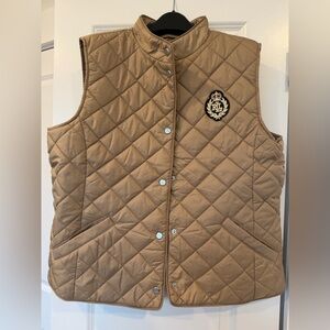 NEW with tags Ralph Lauren Crest-Patch Diamond-Quilted Vest Large Gold